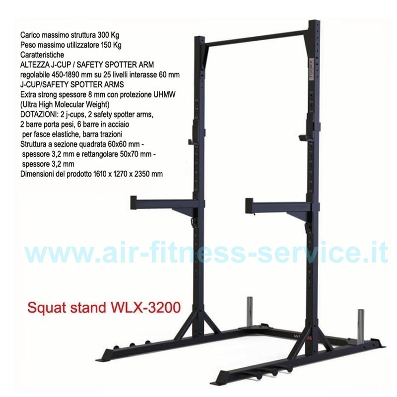 SQUAT STAND WLX 3200 CON 6 BARRE PER ELASTICI L161XP127XH235 CM Air